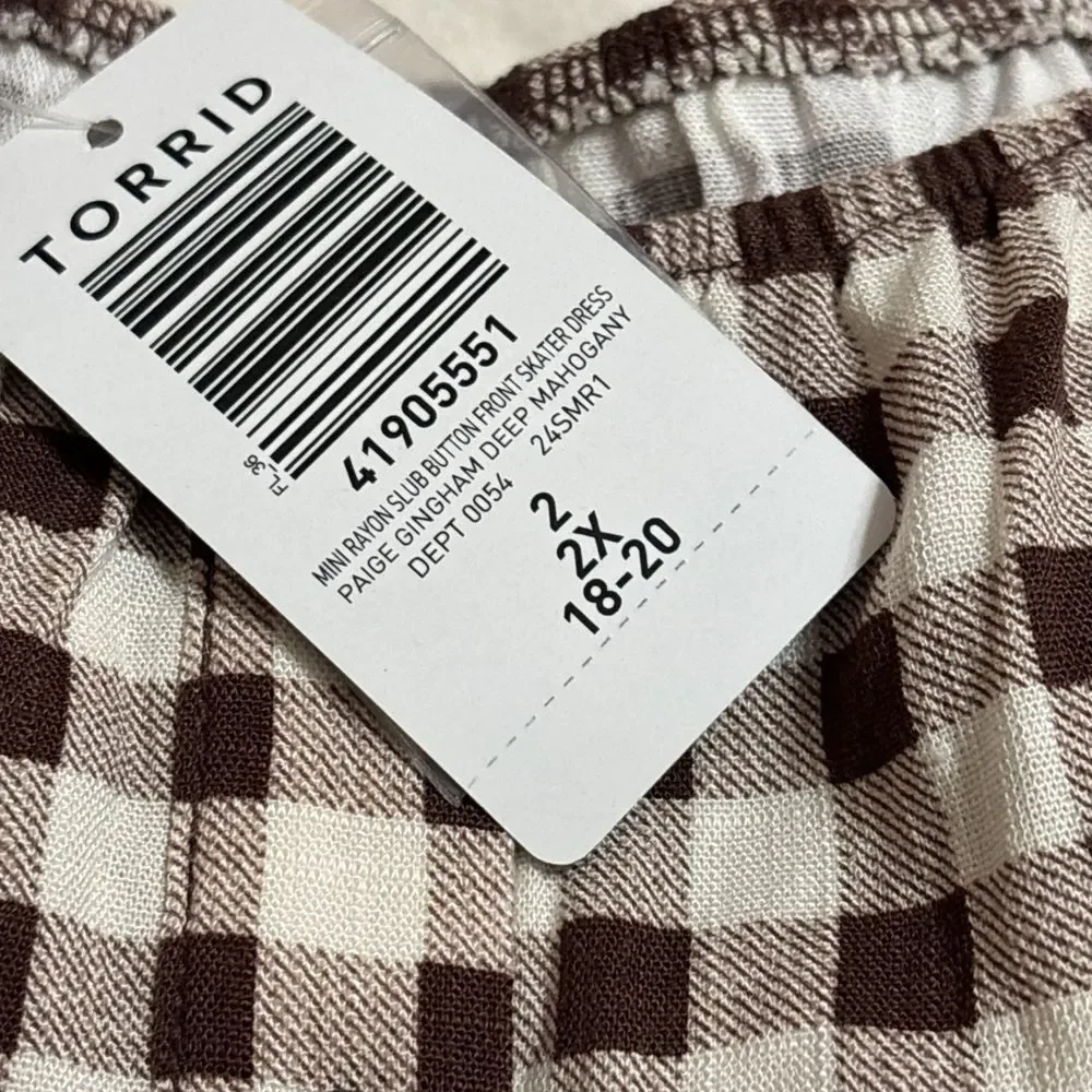 Torrid Cream and Brown Plaid Mini Dress - Picture 7 of 7